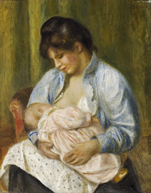 Allée Dans Un Bois, Femme Avec Enfant Dans Les Bras by Pierre-Auguste  Renoir - Artvee