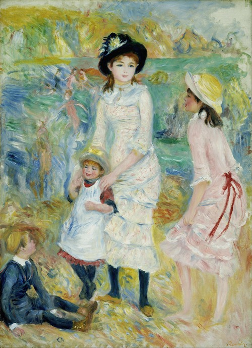 Allée Dans Un Bois, Femme Avec Enfant Dans Les Bras by Pierre-Auguste  Renoir - Artvee