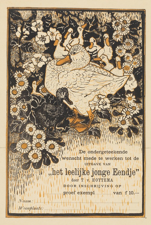 Bestelkaart voor proefexemplaar van ‘Het leelijke jonge eendje’.