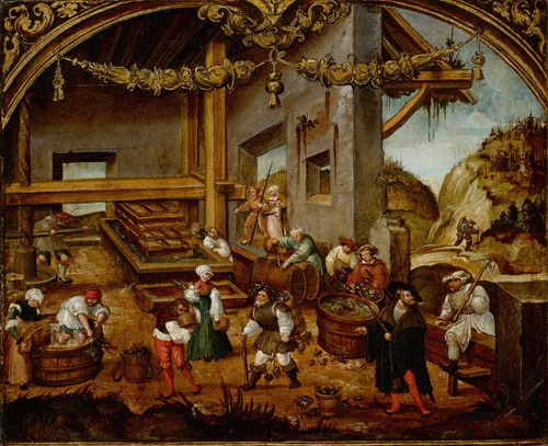 Gathering Grapes and Making Wine; September from a cycle of the labours of the months