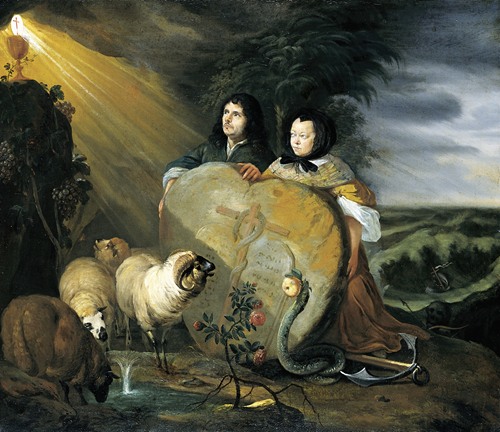 Self Portrait with his Wife and Symbols of the Christian Faith