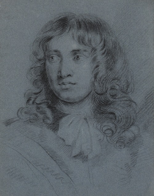 The miniature painter Thomas Flatman, as a young man with long ringlets and a scarf tied in a bow around his neck