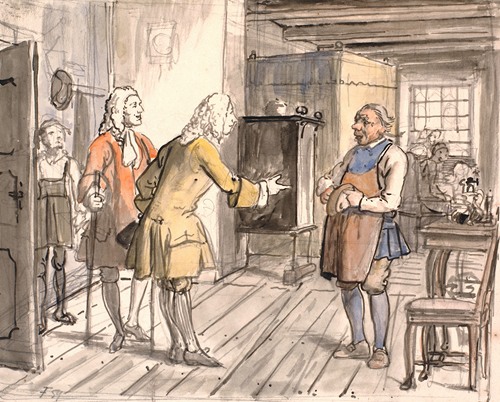 Rådsherrernes lykønsknings visit. (Den politiske kandestøber)