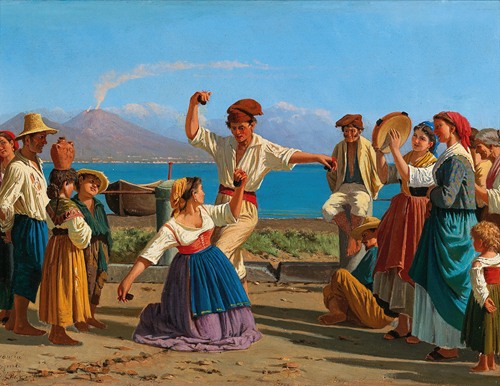 Tarantella, Naples With Vesuvius In The Background,