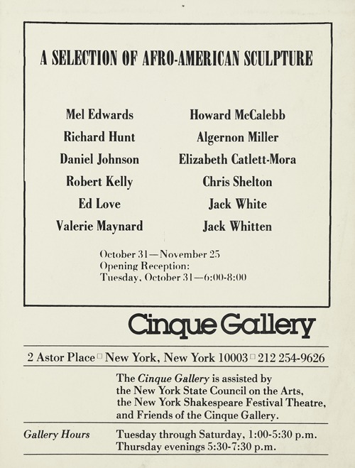 A selection of Afro-American Sculpture exhibition at Cinque Gallery