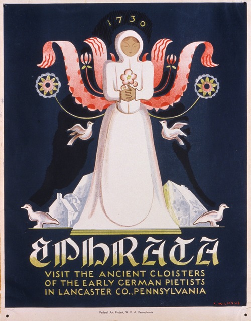 Ephrata Visit the ancient cloisters of the early German pietists in Lancaster Co., Pennsylvania