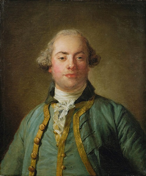 Portrait Of a Gentleman, Bust Length, In a Blue Gold-Lined Waistcoat And White Chemise (1765)