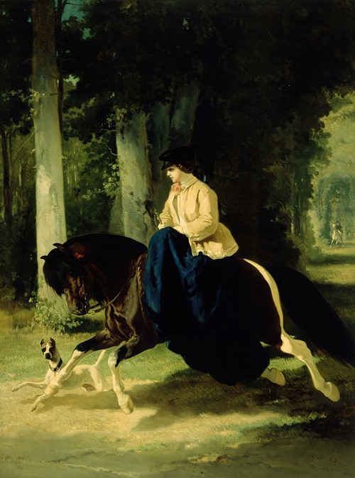 Mademoiselle De Mossellmann Riding In The Bois De Boulogne, Paris