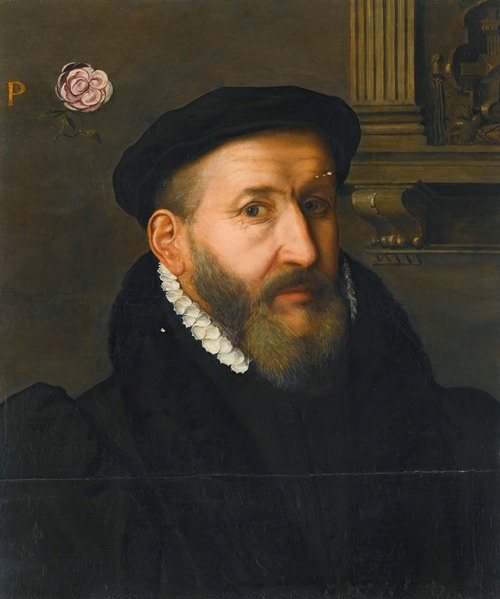 Portrait Of A Gentleman Wearing A Black Beret And A White Collar