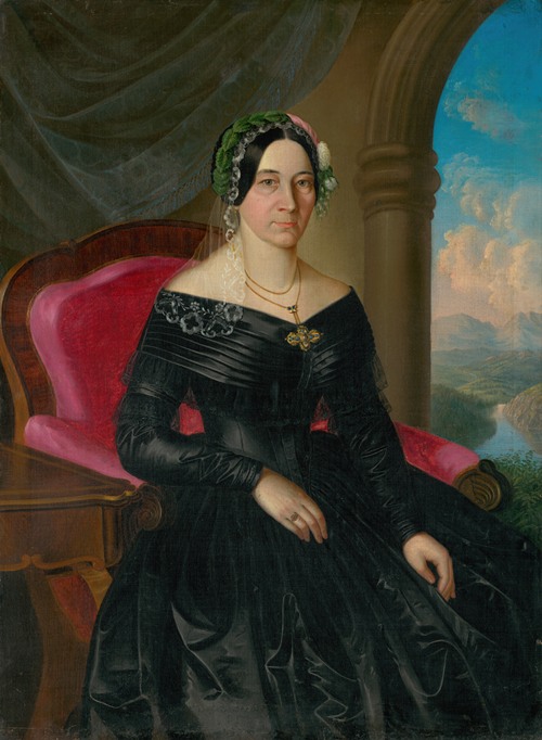 Portrait of a Seated Lady with a Landscape in the Background