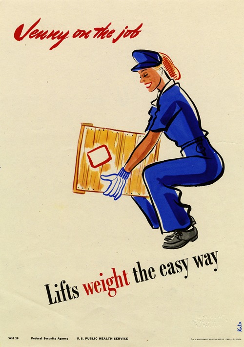 Jenny on the job lifts weight the easy way