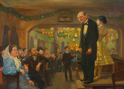 Volkssängervorstellung (Jean Meneghini und Mizzi Lang) in einem Wiener Vorstadtgasthaus