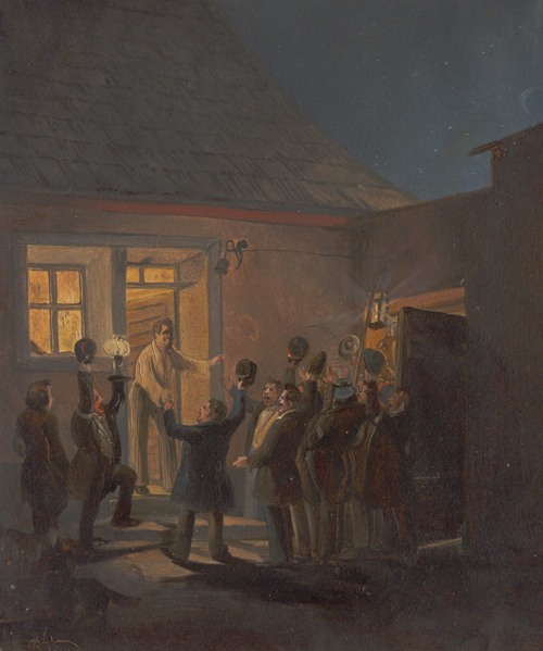 Nächtliche Studentenkundgebung 1848 (Szene im Hof von Franz Brudermann in Klosterneuburg)