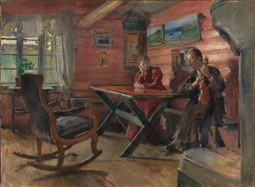 The Living Room at Kolbotn, (Hulda and Arne Garborg’s home) (1896)