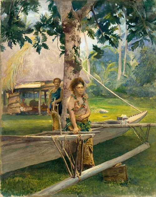 Portrait of Faase, the Taupo, or Official Virgin, of Fagaloa Bay, and Her Duenna, Samoa