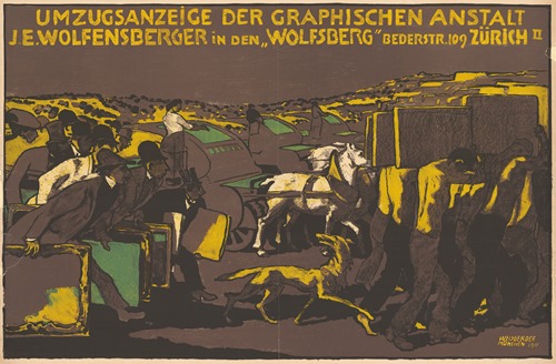 Umzugsanzeige der Graphische Anstalt J. E. Wolfensberger in den ‘Wolfsberg’