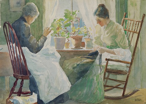 Two Women Sewing (ca. 1885)