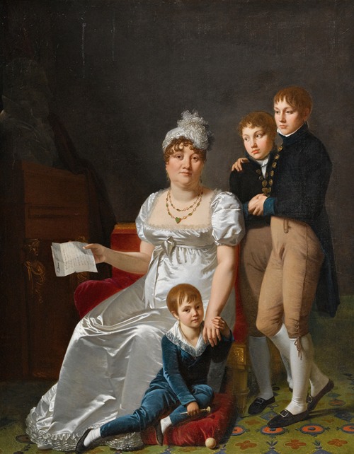 Portrait of Madame B., Née Etiennette Delagrange With Her Three Sons