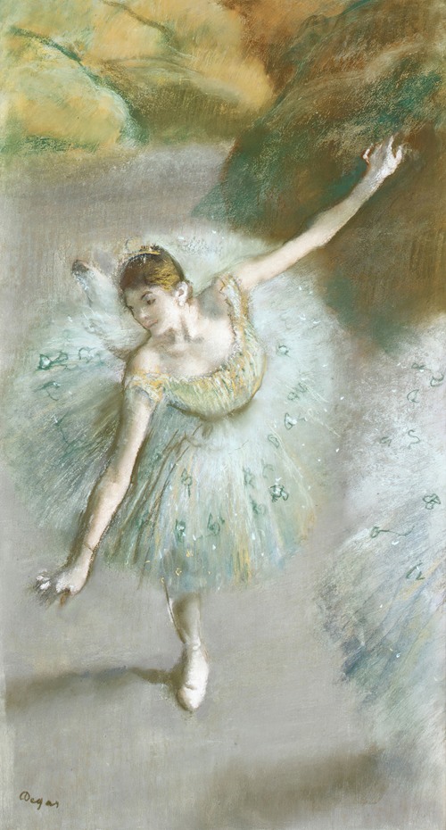 Danseuse debout, le bras droit levé (Standing dancer, right arm raised) by  Edgar Degas - Artvee