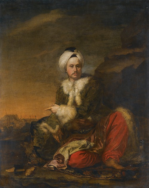 Portrait Of A Merchant Of The Levant Company In Turkish Dress, A View Of Aleppo Beyond