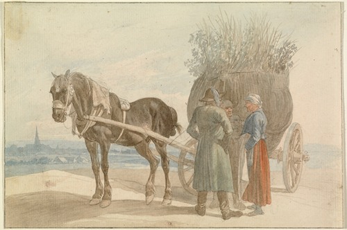 Austrian Peasants with a Horse and Cart, with a View of Vienna in the Distance