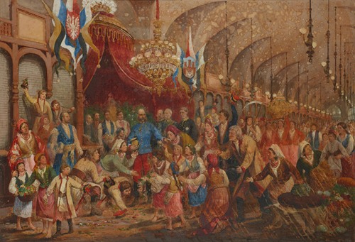 The Emperor in the Sukiennice (Cloth Hall) Among the People of Krakow