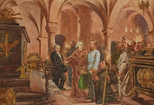 The Emperor in Front of the Sarcophagus of John III Sobieski in Saint Leonard’s Crypt under the Wawel Cathedral