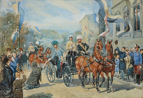 The Emperor Accepting the Petition During His Ride in a Cart Through the City
