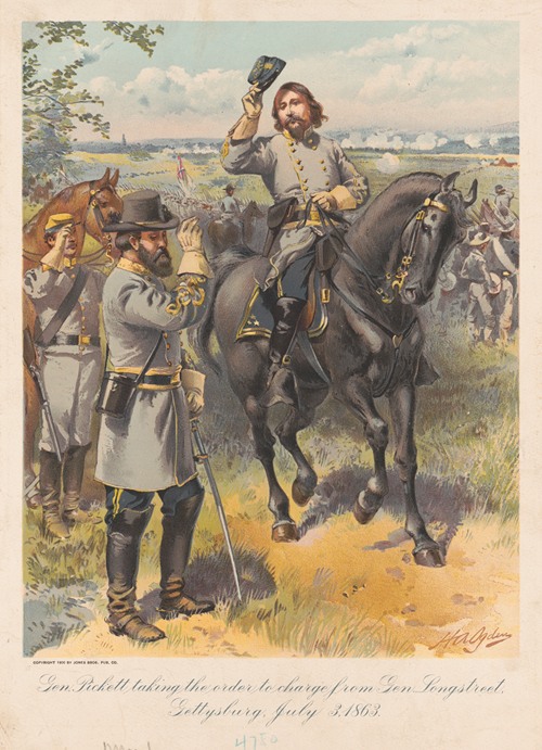 Gen. Pickett taking the order to charge from Gen. Longstreet, Gettysburg, July 3, 1864