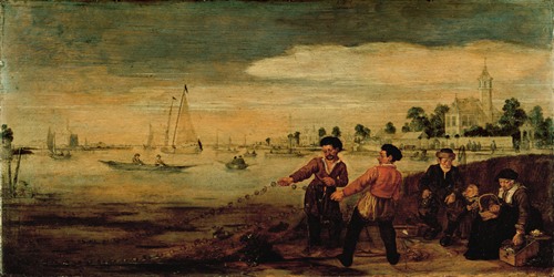 Fishermen on the Bank of the Amstel near the Pauwentuin, Amsterdam