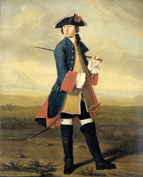 Portrait of Ludolf Backhuysen II, Painter, in the Uniform of the Dragoons