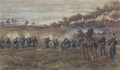Schietoefeningen van de infanterie op de heide