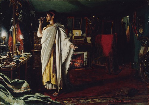 Mounet-Sully se maquillant dans sa loge avant une représentation d’Œdipe roi (1893)