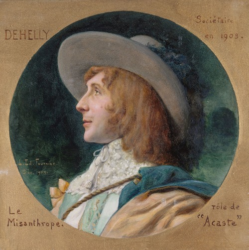 Portrait de Emile Dehelly (1871-1969), sociétaire de la Comédie-Française, dans le rôle d’Acaste du Misanthrope.