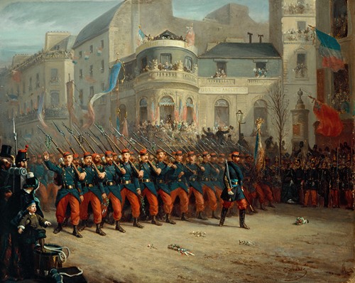 Défilé sur le boulevard des Italiens, des troupes de l’armée de Crimée, le 29 décembre 1855
