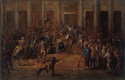 La mort de Flesselles, prévôt des marchands, devant l’Hôtel de Ville, le 14 juillet 1789, actuel 4ème arrondissement. (1784-1794)