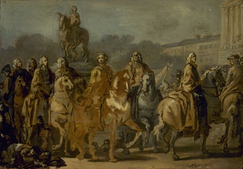 Inauguration de la statue de Louis XV, sur la place du même nom, par le corps de la Ville de Paris, le 20 juin 1763