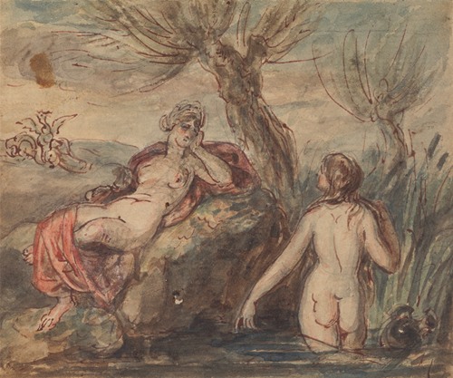 Two Women Enjoying Their Time by a Stream