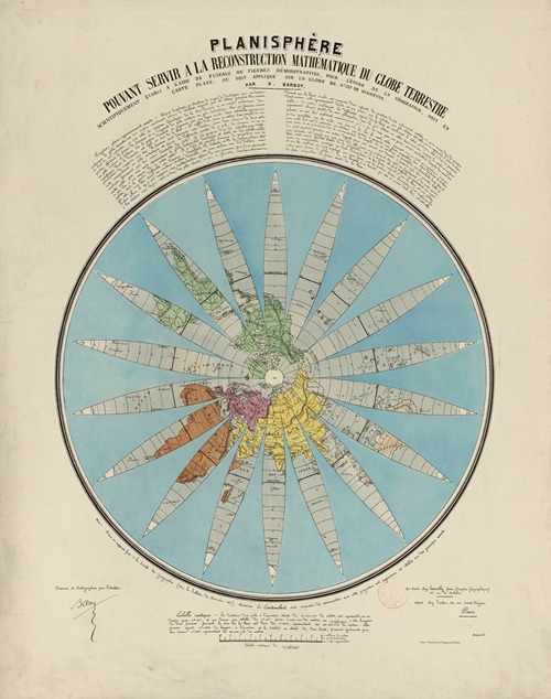 Planisphère pouvant servir à la reconstruction mathématique du globe terrestre