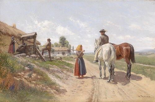 Begegnung vor dem Dorf