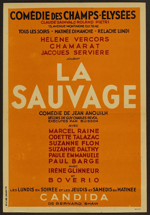 Comedie Des Champs-Elysees – La Sauvage