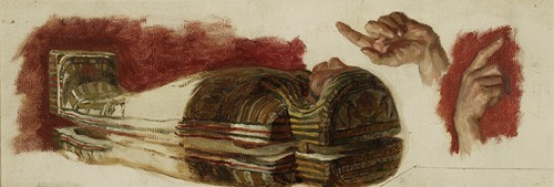 Sketches of a mummy and hands – Studies for “Allegory of Science”