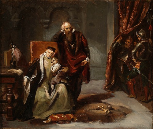 Catherine Jagiellon with her son Sigismund imprisoned in the Gripshom Castle – sketch