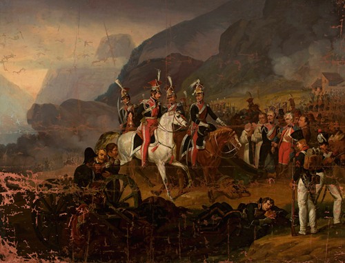 Battle scene, Wincenty Krasiński receives the report from Kozietulski after the battle of Somosierra (copy, after Horace Vernet) (1857)