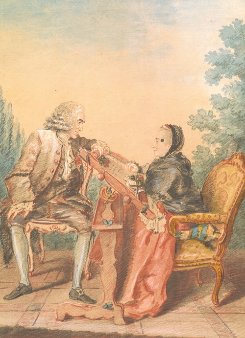 Seated Man with Woman at an Embroidery Frame (La Leçon de Tapisserie)