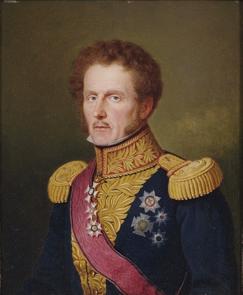 Portrait des Ernst Freiherr von Hügel in Dreiviertelansicht nach links.