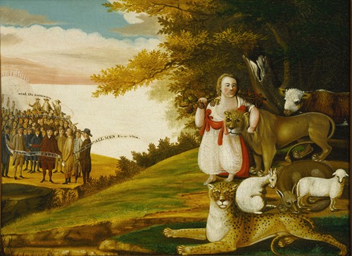 A Peaceable Kingdom with Quakers Bearing Banners (1829-30)