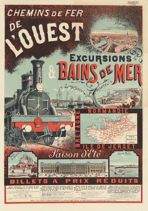 Chemins de Fer de l’Ouest. Excursions & Bains de Mer