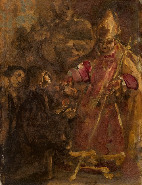 Bishop Lubrański establishes the Ecclesiastical Academy in Poznań, sketch