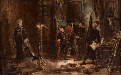 Twardowski conjuring the spirit of Barbara for Sigismund Augustus, sketch